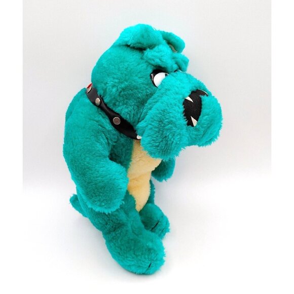 Vintage Bulldog Plush By Liberty Toy Stuffed Animal w/Collar Teal 12" - Picture 2 of 4